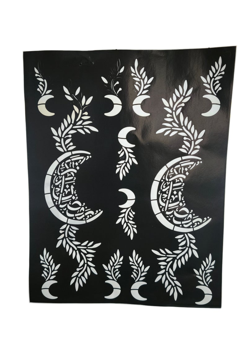 Henna Ramadan and Eid Design Mould Sticker for Both Hands - Image 1